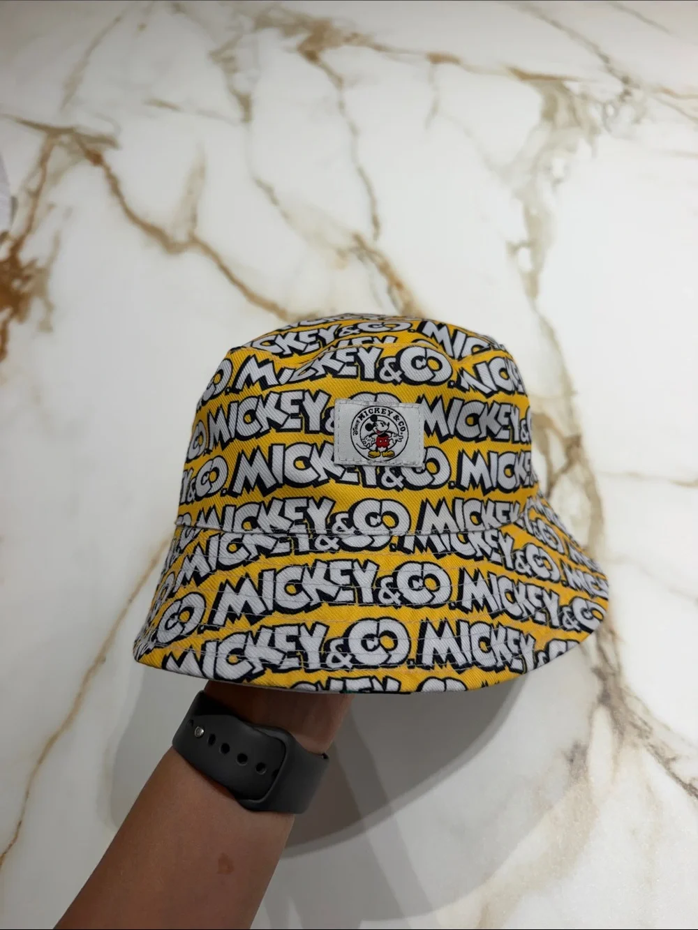 Disney Kids Bucket Hat with Multicolor Mickey Prints - White